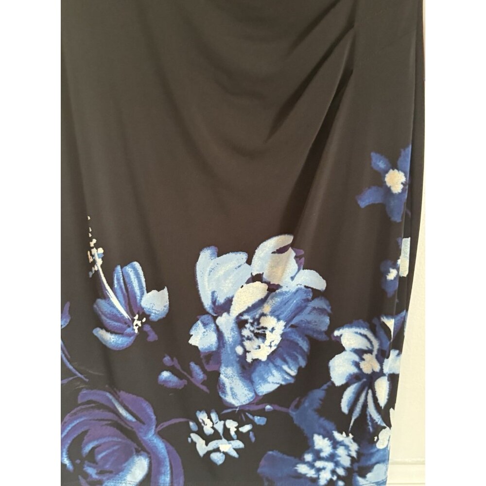 Lauren Ralph Lauren Women’s 10 Petite Black Floral Ruched Career Dress - Picture 3 of 10
